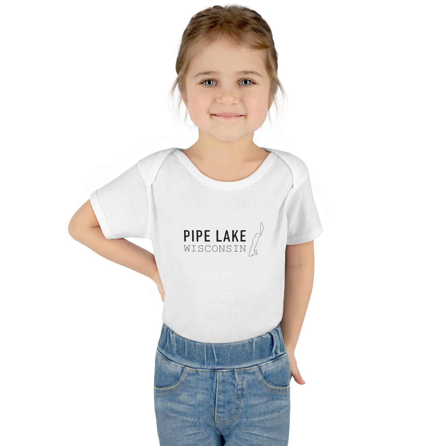 Pipe Lake Wisconsin baby bodysuit | Infant onesie with lake outline