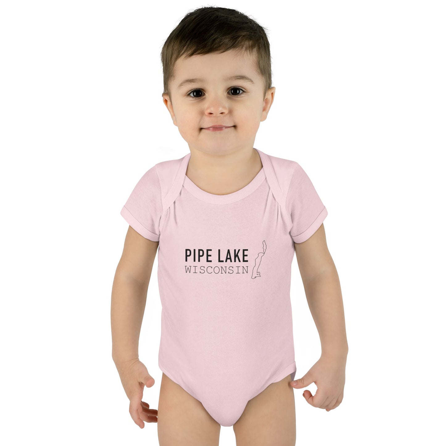 Pipe Lake Wisconsin baby bodysuit | Infant onesie with lake outline