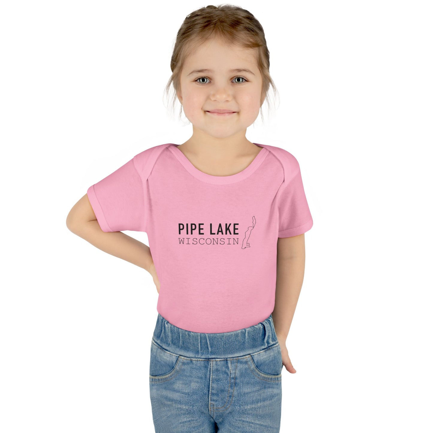 Pipe Lake Wisconsin baby bodysuit | Infant onesie with lake outline