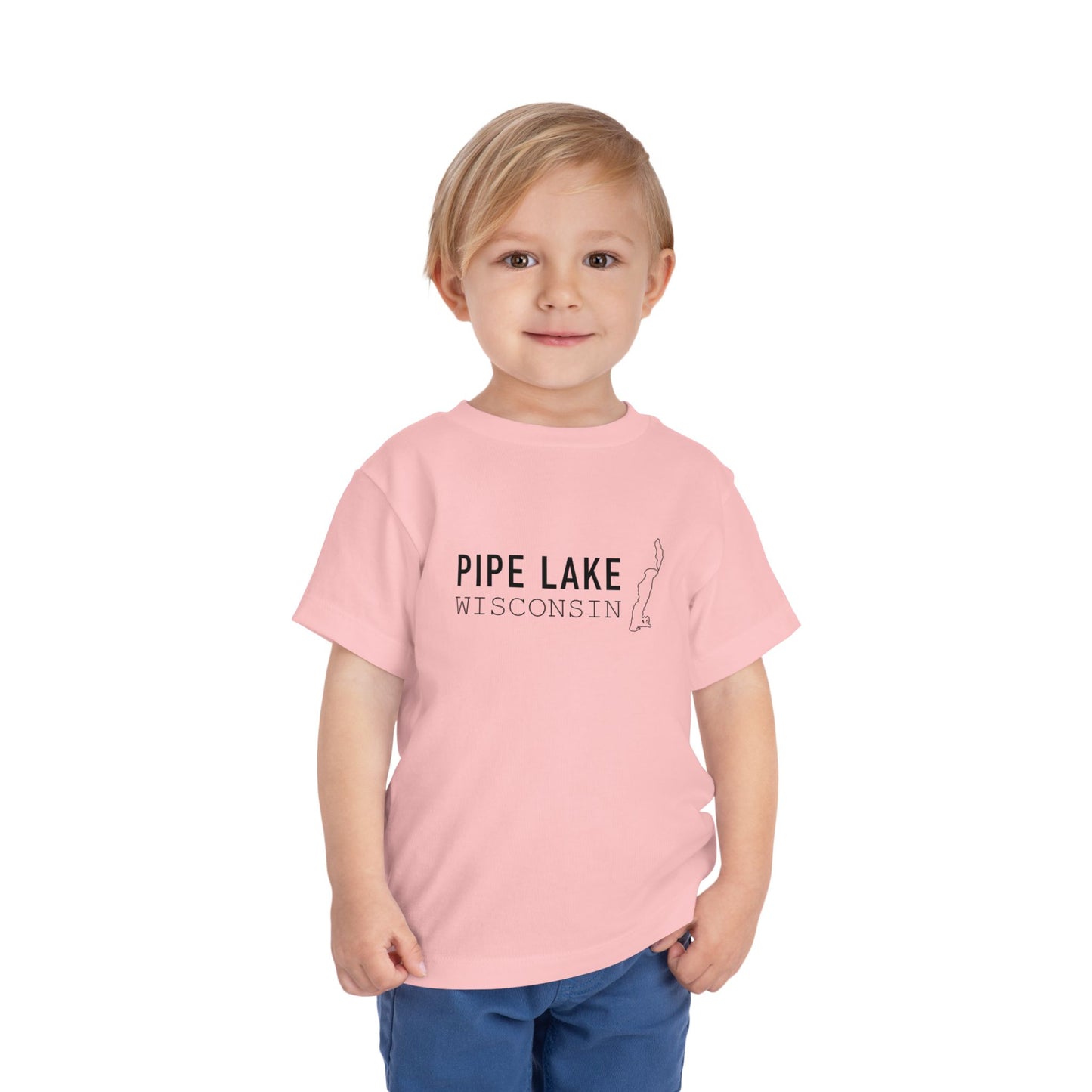 Pipe Lake Wisconsin Kids Tee | Fishing Silhouette Toddler Shirt