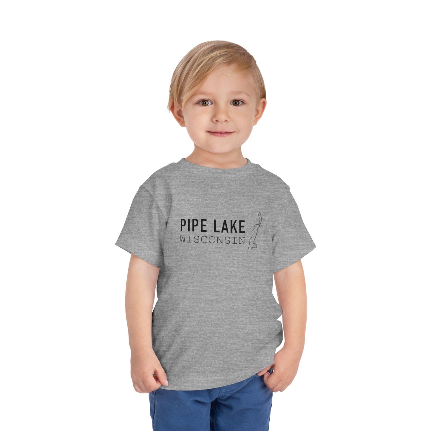 Pipe Lake Wisconsin Kids Tee | Fishing Silhouette Toddler Shirt