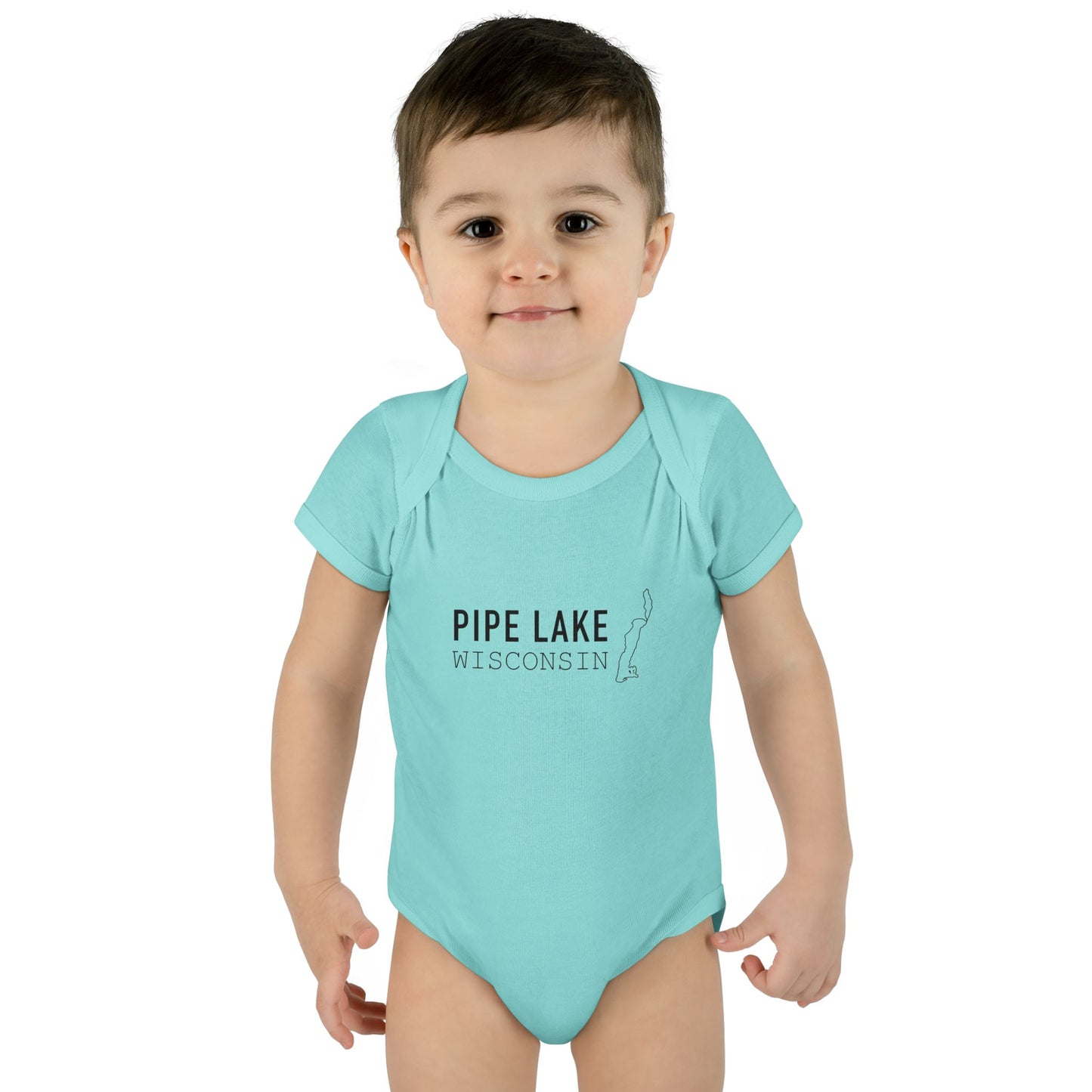 Pipe Lake Wisconsin baby bodysuit | Infant onesie with lake outline