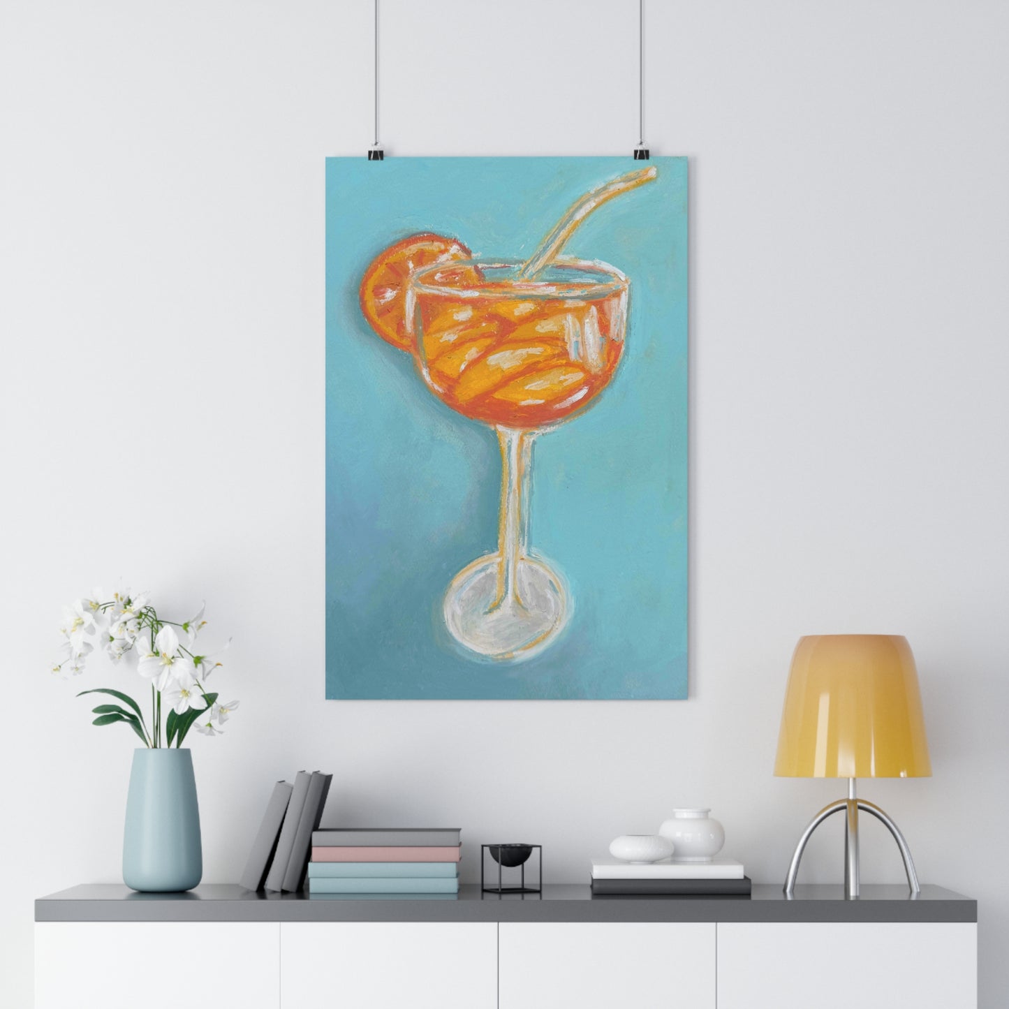 The Summer Spritz Aperol Spritz Vibrant Cocktail Art Print, Tropical Decor, Home Bar Wall Art, Summer Vibe Gift, Giclée Print for Cocktail Lovers