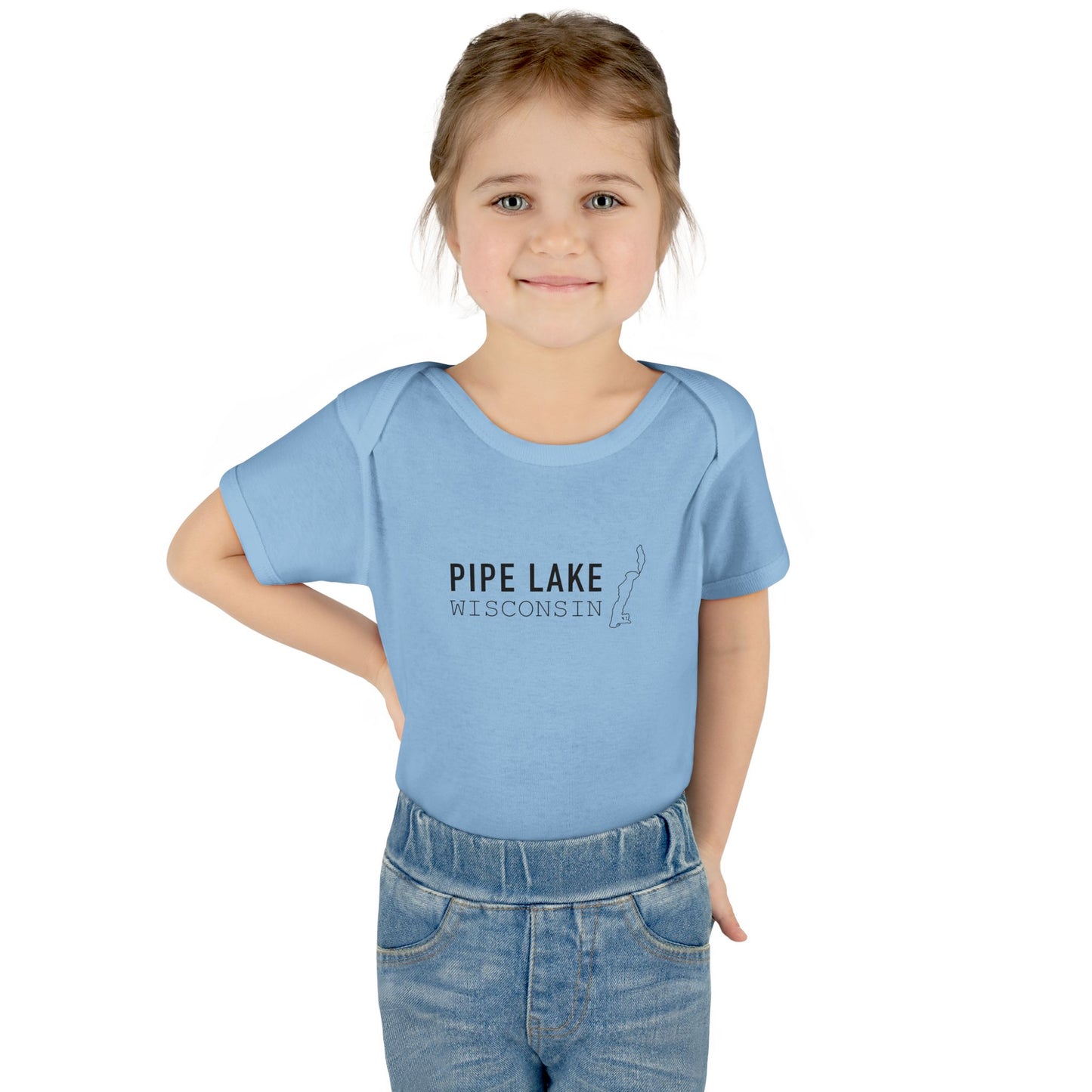 Pipe Lake Wisconsin baby bodysuit | Infant onesie with lake outline