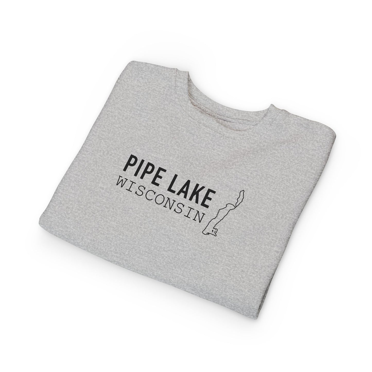 Pipe Lake Wisconsin Map Toddler Sweatshirt | Kids State Outline