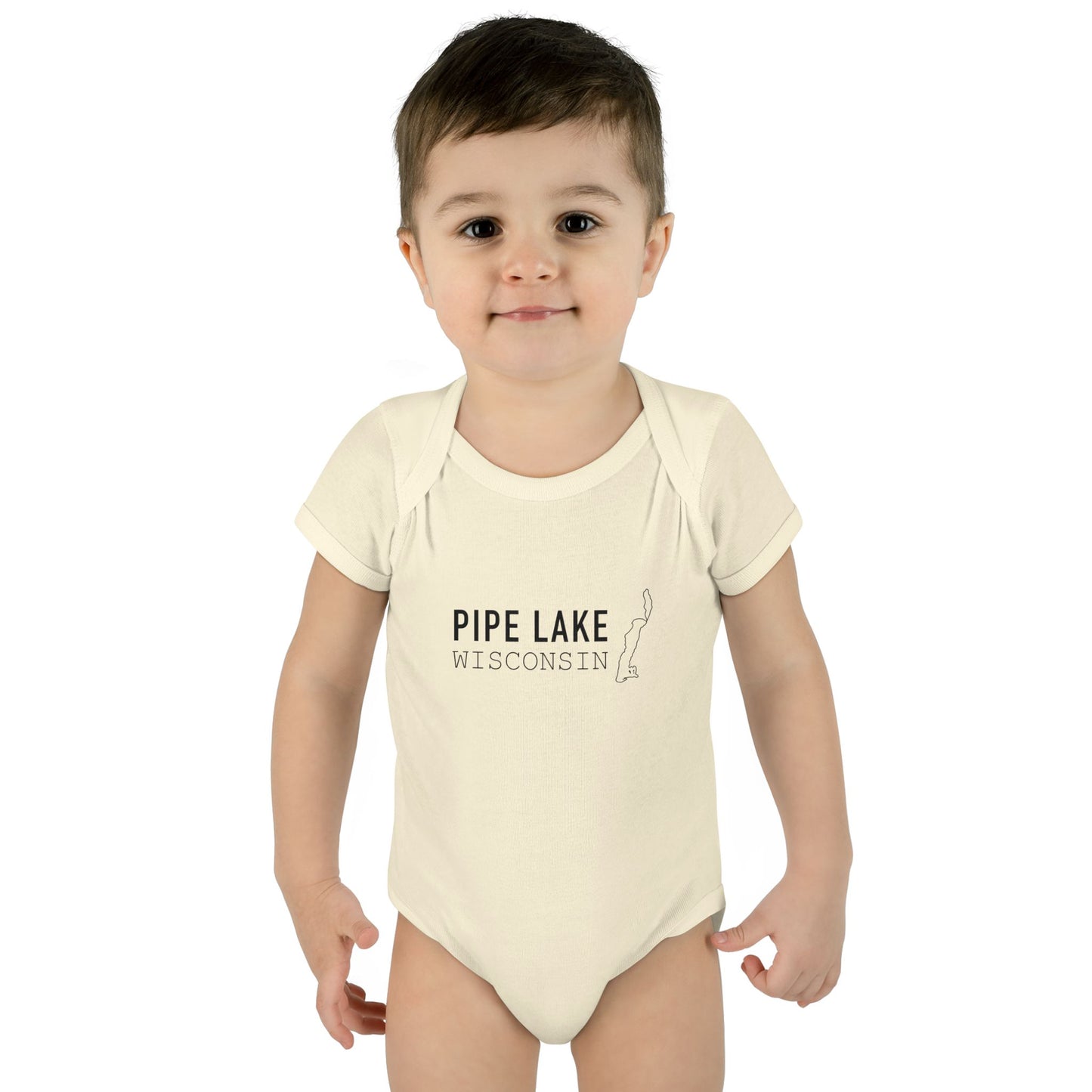 Pipe Lake Wisconsin baby bodysuit | Infant onesie with lake outline