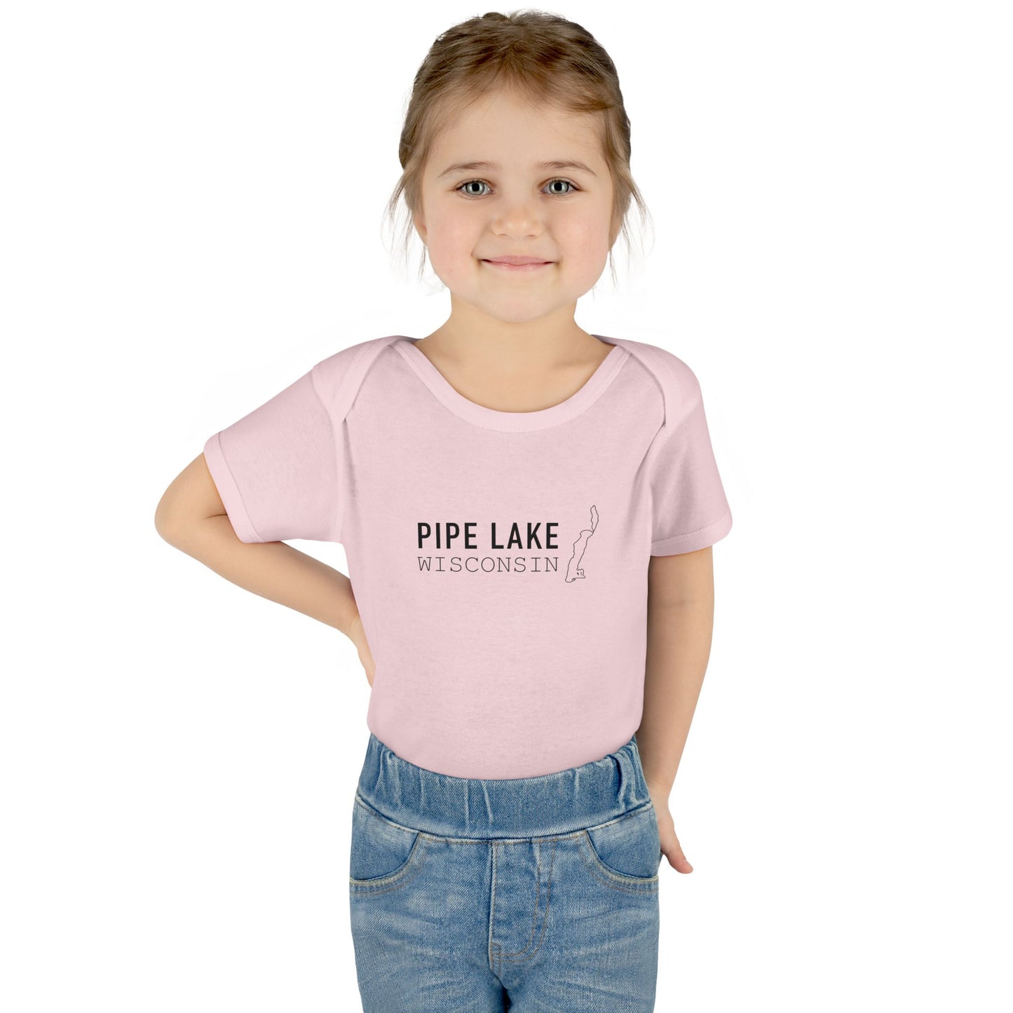 Pipe Lake Wisconsin baby bodysuit | Infant onesie with lake outline